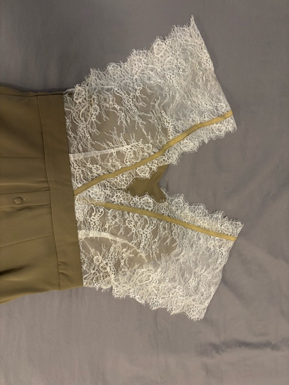 Sage Green Maxi Dress with Delicate White Lace Overlay - Picture 6 of 6